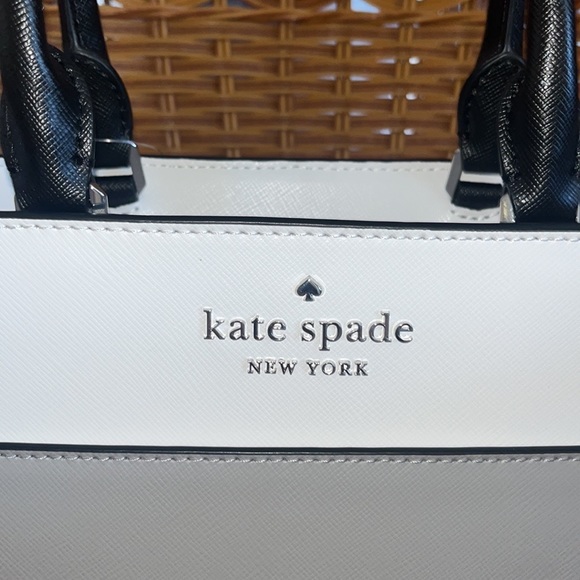 ♠️ kate spade Staci Saffiano Colorblock Medium Satchel Crossbody Bag, Gray Multi - Picture 9 of 16
